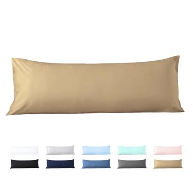 Imagem de Capa de travesseiro corporal 50 x 121 cm, 100% algodão egípcio, 600 fios, suave para a pele, 1 pacote de fronhas com fecho de zíper 50 x 122 cm, cinza-acinzentado