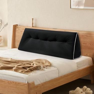 Imagem de LYLNBYWK Almofadas de cabeceira em cunha completas, ergonômicas, triangulares para cama, almofada de encosto espessa para leitura no sofá de dormitório, preto, 137 cm