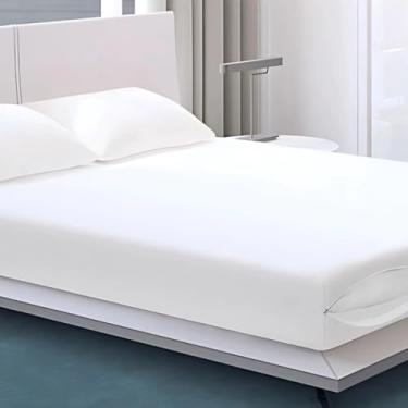 Imagem de Capa Para Colchão Protetora Solteiro Anti Acaro Zíper Cores (Branco)