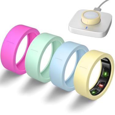 Imagem de BandRain Capas ultrafinas compatíveis com Oura Ring Gen 4/Oura Gen 3, capa protetora de silicone elástico antiarranhões, acessórios para anel ULTRAHUMAN AIR mulheres e homens, pacote com 4