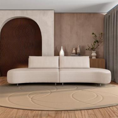 Imagem de Sofá Bipartido Sala de Estar Jamaica 320cm Curvo Pés Alumínio Veludo B