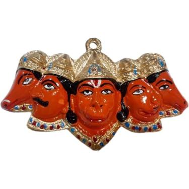 Imagem de Mix Magic Mart Orange Panchmukhi Hanuman Ji Idol para pendurar na porta principal | Estátua Hanuman para decoração de casa e Puja