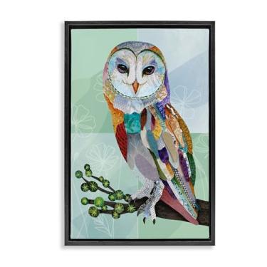 Imagem de Stupell Industries Coruja de celeiro com padrão boho moldura preta flutuante, arte de parede, design de Lisa Morales, 78 x 53 cm