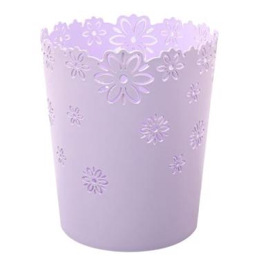 Imagem de Cesta de lixo Scakbyer Hollow Flower Shape Plastic, sem tampa, roxo