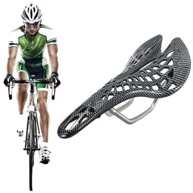Imagem de Selim de bicicleta de fibra de carbono selim oco curvas deslizantes acessórios de assento de bicicleta ultraleve para ciclismo mountain bike