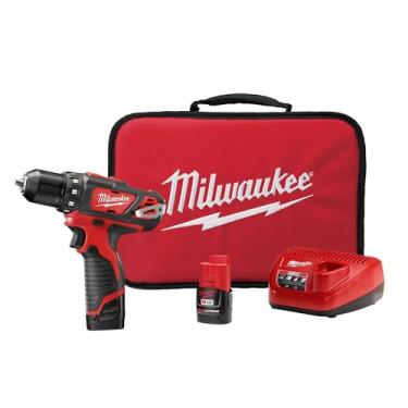 Imagem de Milwaukee Parafusadeira Furadeira com Impacto 3/8" - 12V 2408-259 Com 2 Baterias 1 Carregador Bivolt e Maleta
