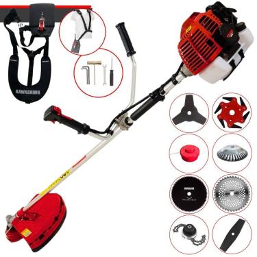 Imagem de Cortador de Grama Completa À Gasolina Kawashima KW52L 2 Tempos 52cc 2,5HP Alta Performance Roçadeira Com Carretel de Nylon e Kit de 7 Opções de Corte