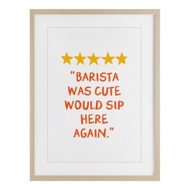 Imagem de Stupell Industries Cute Barista Rating Review Impressão emoldurada de bétula sob vidro por JJ Design House LLC, 20 x 14