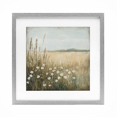 Imagem de Stupell Industries Impressão emoldurada cinza Daisy Dream Landscape Under Glass da Petal Prints Design, 40,6 x 40,6 cm