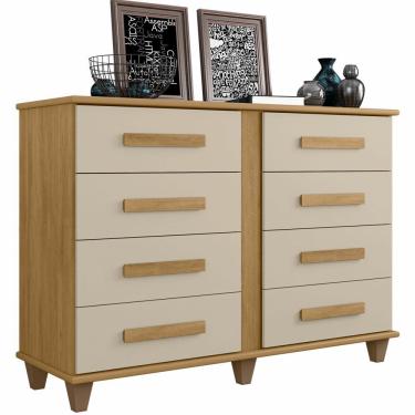 Imagem de Cômoda RV Móveis Geórgia 8 gavetas largura de 136,5 cm e pes Cinamomo OFF White
