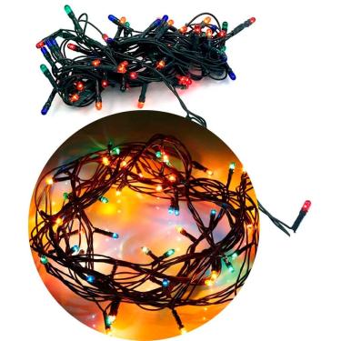 Imagem de Pisca Cordão 100 Micro-Lâmpadas LED Colorido 8 Funções 3,6M