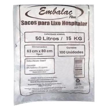 Imagem de Saco lixo hospitalar infectante 50l c/100 branco embalac