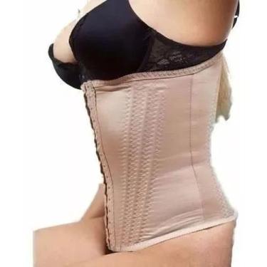 Imagem de Cinta Modeladora 12 Barbatanas REFORÇADA 2 Ajustes MODELO FAIXA CREME-