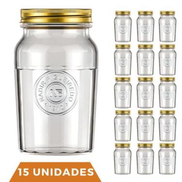 Imagem de 15 Potes Vidro Americano Rosca Alimentos 1,5L Vintage Nadir - NADIR FI