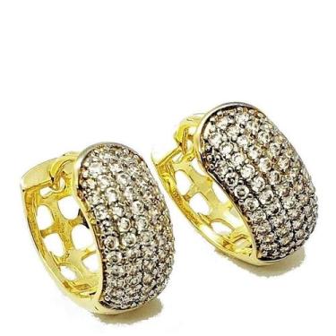 Imagem de Brincos Argolas Pavé Microzirconias Banho Ouro 18k 4550 - Très Chic Jo