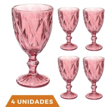 Imagem de Taças Diamante Copos Vidro Lilás Bico De Jaca 300ml 4 Unidad - QUALITY