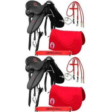 Imagem de 02 Selas Para Cavalo Australiano Do Mangalarga Preto e Vermelho Não Pe
