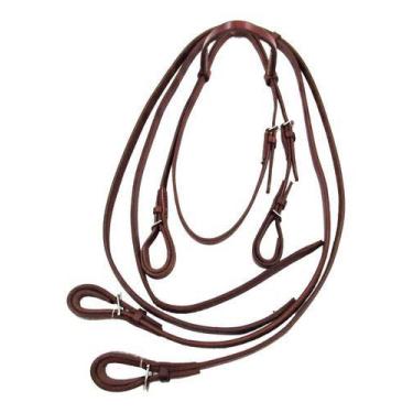 Imagem de Kit Cabeçada Princesinha e Rédea de Couro Aberta Havana Para Cavalo - 