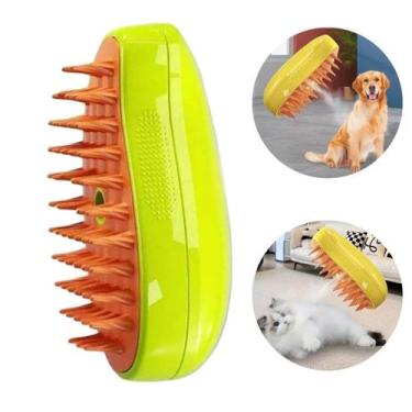 Imagem de Escova Vapor Pet Elétrica 3 Em 1 Massagem Cães Gato Cachorro Tira Pelo