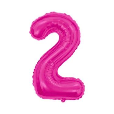 Imagem de Balão De Número Grande Rosa Pink Metalizado 40cm - PartiuFesta, 2