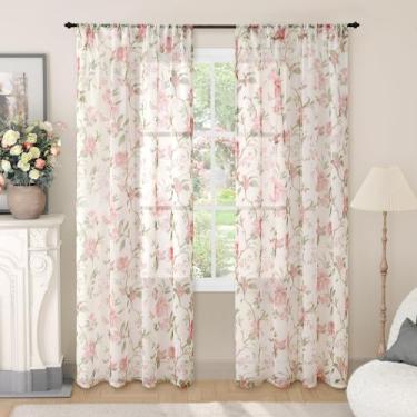 Imagem de Cortinas Lajode Floral Sheer para meninas, quarto de 183 cm, 2 painéis