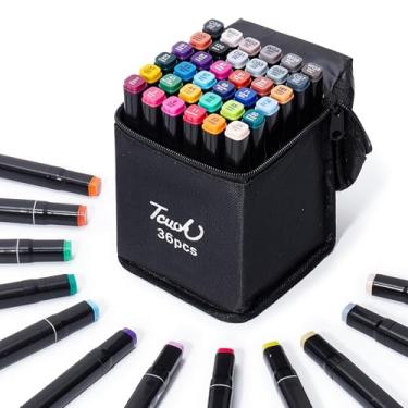 Imagem de Kit Marcadores 24/36/48/60/80 Cores – Canetas Marcador de Ponta Dupla Profissionais, Cores Ricas e Vibrantes, Para Desenho, Crianças e Livros de Colorir Adulto (36)