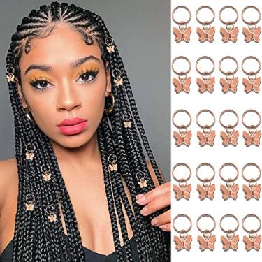Imagem de NAISKA 20 peças de acessórios de cabelo borboleta - anéis, punhos e joias para tranças femininas (ouro rosa)