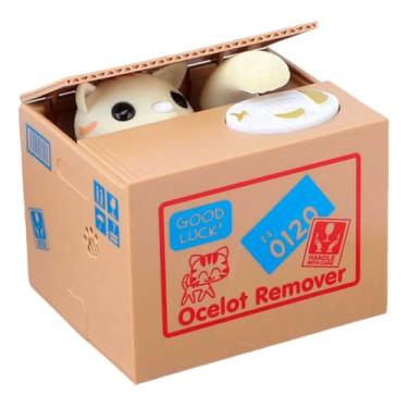 Imagem de Cofrinho Eletrônico Gatinho Que Puxa Moeda com Som – Cofre Infantil Educativo a Pilha