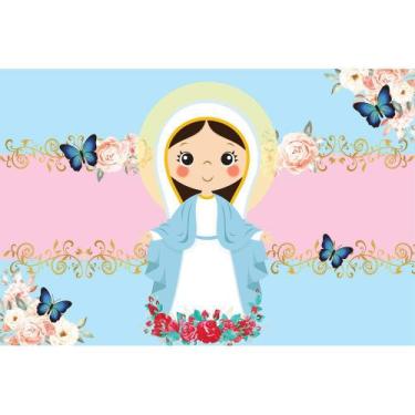 Imagem de Painel De Lona Nossa Senhora das Graças Flores e Borboletas - Fabrika 