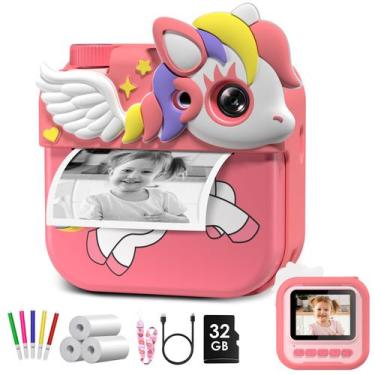 Imagem de Câmera infantil HangRui Instant Print 12MP 1080P HD 32GB Card