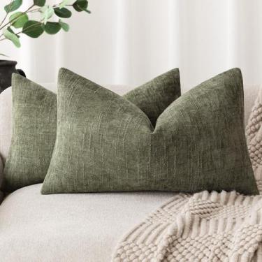 Imagem de Capa de travesseiro Findtower Textured Chenille 30x50cm verde escuro -