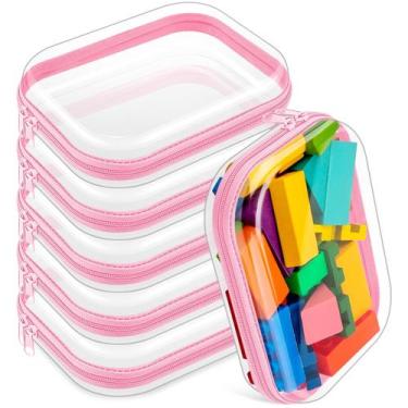 Imagem de Bolsas de lápis Sanwuta Clear, plástico rígido, bolsa de maquiagem, 6 