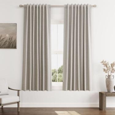 Imagem de Conjunto de cortinas Guken Apricot Blackout 160 cm de comprimento e 2 