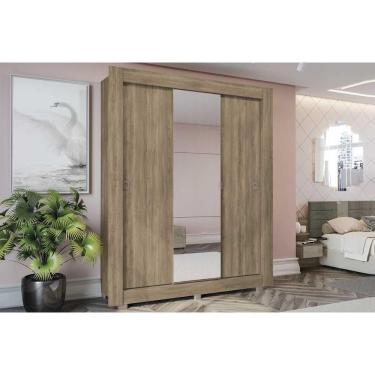 Imagem de Guarda Roupa Solteiro 3 Portas De Correr (1 C/ Espelho) C/ Pés Cbh563 Nogal - Kappesberg
