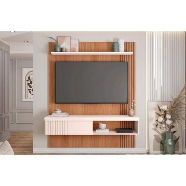 Imagem de Home P/ Tv Até 65 Pol Jade Ripada 150x183cm Freijo/off White - Caemmun