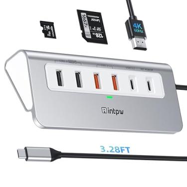 Imagem de Hub USB C de 10 Gbps, hub USB 3.2 9 em 1 com HDMI 4K a 60 Hz, tipo-C 3.2, 2 USB-A 3.2, 2 USB-A 2.0, PD 100W, compartimento SD/TF, hub USB de alumínio de 9 metros para PC, iPhone 16/15, MacBook Air/Pro