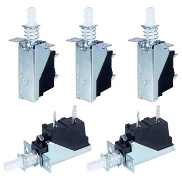 Imagem de DMWD Interruptor de botão de travamento com mola 10 A 250 V AC SPST 2 pinos 1 posição liga/desliga micro interruptor para armário desinfetante, aquecimento elétrico