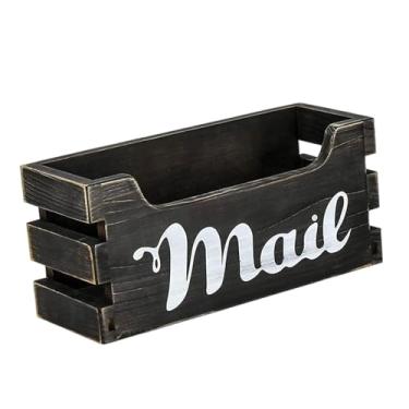 Imagem de Ｂｅｓｇａ Organizador de correspondência de madeira, porta-cartas, caixa de correio de mesa, decorativo, rústico, leve, multifuncional, Preto