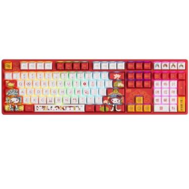 Imagem de TECLADO GAMER SWITCH AKKO SAKURA LINEAR KEYCAPS JDA PBT DYE-SUB FULL-SIZE MODELO HELLO KITTY 5108S PEKING OPERA A