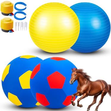 Imagem de Suilung 2 conjuntos de bolas gigantes de pastoreio de 101,6 cm com capa anti-explosão, brinquedo de cavalo grande durável à prova d'água, por favor, assista ao videocassete para inflar brinquedos de