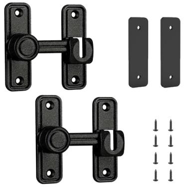 Imagem de Fechadura de porta de celeiro com espaçador, 90 e 180 graus resistentes fechaduras de ferragens de porta deslizante e travas de segurança doméstica adequadas para garagem, jardim, banheiro, armário
