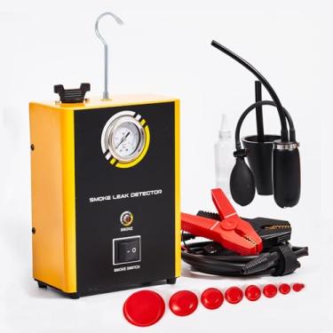 Imagem de GINROY Máquina de fumaça automotiva, kit de unidade de detector de vazamento 19PSI atualizado, modo duplo, bomba de ar incorporada DC12V EVAP, ferramenta de diagnóstico de vazamento a vácuo para todos