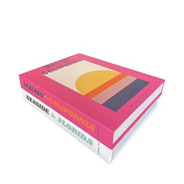 Imagem de Livros decorativos em rosa e branco Malibu à beira-mar meninas adolescentes, mulheres moderna estética preppy empilhada decoração de livros para casa estante e mesa de centro decoração de livros