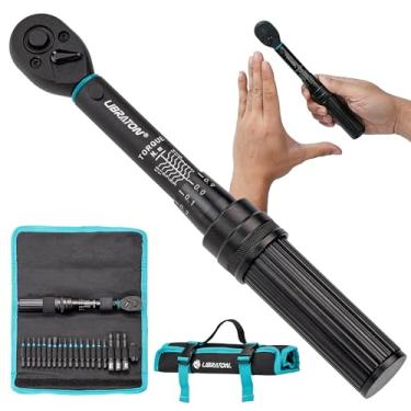Imagem de LIBRATON Chave de torque de bicicleta 1/10.2 cm, 2-14 Nm, chave de torque de engrenagem de 72 dentes, conjunto de chaves de torque micro clique de 0,1 Nm, brocas de impacto hexagonais e Torx, chaves