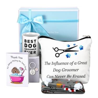 Imagem de Chicingyou 1 conjunto de caixa de presente para tosador de cães inclui bolsa de maquiagem para tratador de animais de estimação, chaveiro, meias de urologista, cartão de presente e caixa para dono de