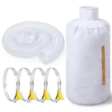 Imagem de MotiMind O conjunto de saco coletor de poeira inclui 1 saco de pó, 1 mangueira de coleta de PVC pesado de 10 cm x 10 cm e 4 braçadeiras de mangueira para sistemas de vácuo industriais de limpeza