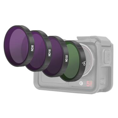 Imagem de SOONSUN Kit de filtro ND para DJI Osmo Action 5 Pro/4/3 – Pacote com 4 filtros de lente ND8 ND16 ND32 CPL com moldura de liga de alumínio e vidro HD multi-revestido, reduz o brilho e captura o