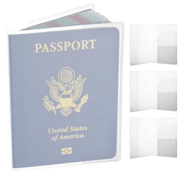 Imagem de Pacote com 10 capas de plástico transparente para passaporte, porta-cartões de identificação, protetor de passaporte, capa de crachá para viagens, crachás de nome, identidade, cartão de crédito