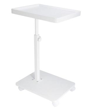 Imagem de COMEON Mesa lateral de sofá-cama, mesa lateral de sofá de altura ajustável, bandeja de TV, mesa de centro pequena para quarto, sala de estar (branco, quadrado)