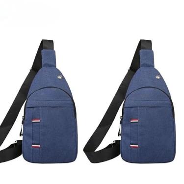 Imagem de Kit 2 Bolsa Mochila De Peito Tiracolo Pochete Bolsa Impermeável Transversal Masculina(Azul)